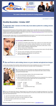 Read the current Rezclick Newsletter to learn more about our Reservation System